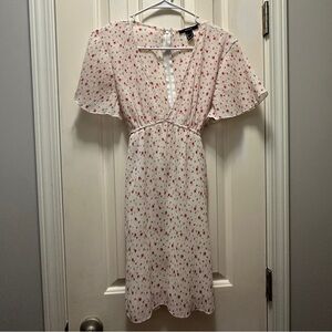 Forever 21 White Dress with Red Floral Print